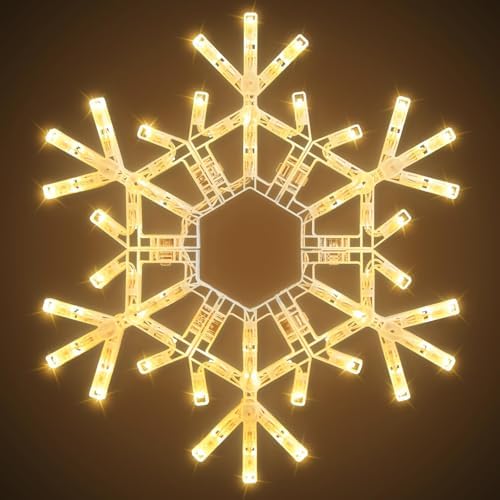 Brightown Christmas Lights Outdoor, 72 LED 20" Folding Big Snowflake Lights