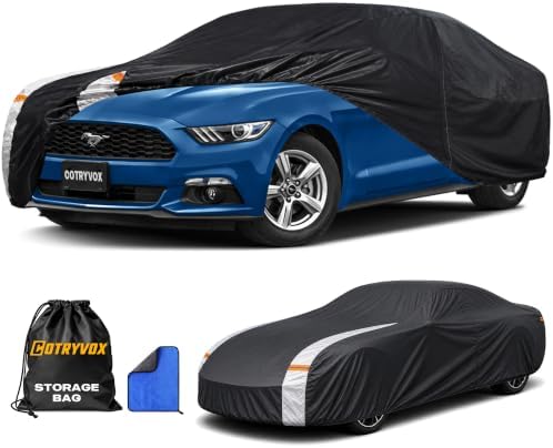 Ford Mustang Car Cover 100% Waterproof All Weather, Gift with Towel, 10 Layers Car Cover Custom Fit 1993-2026 Mustang/Mustang GT/Shelby, Outdoor Full Exterior Cover Rain Sun UV Protection.