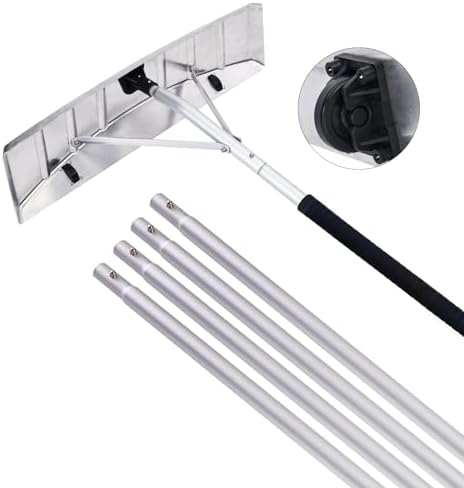 Change Moore Scratch Free Snow Roof Rake with Wheels for Snow Removal, 4.78’-19.88’ Extendable Aluminum Snow Rake for House Roof, Time-Saving Lightweight Roof Snow Removal Tool with 25" Blade