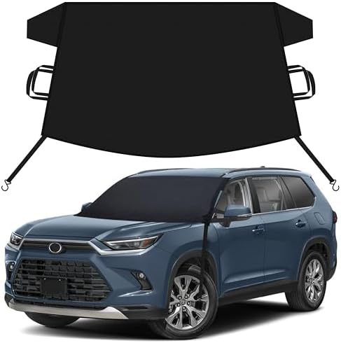 EcoNour Car Snow Cover Compatible for Toyota Highlander| Windshield Cover for Ice and Snow with S-Hook Straps | Heavy-Duty 600D Oxford Winter Car Cover, Waterproof & Anti-Slip