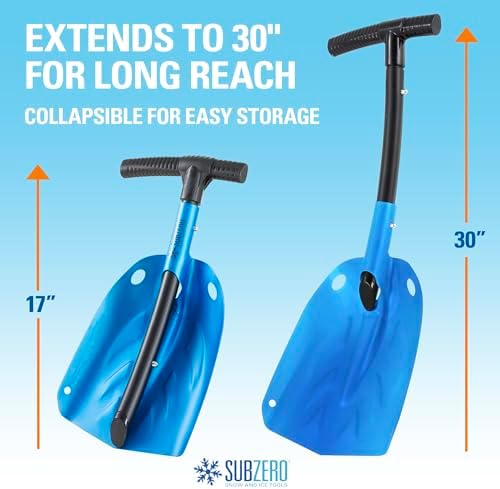 SubZero 17222 Collapsible Snow Shovel, Light Weight Aluminum Snow Shovel for Car, Emergency Shovel for Driveway and Car (pack of 1)