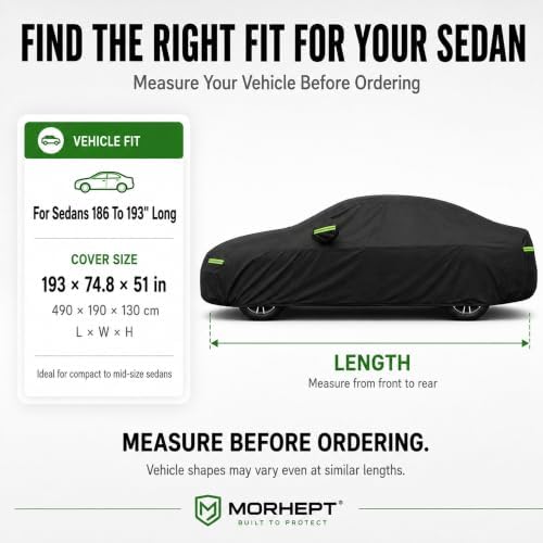 Sedan Car Cover Waterproof Outdoor Cover Fits 186-193 Inch