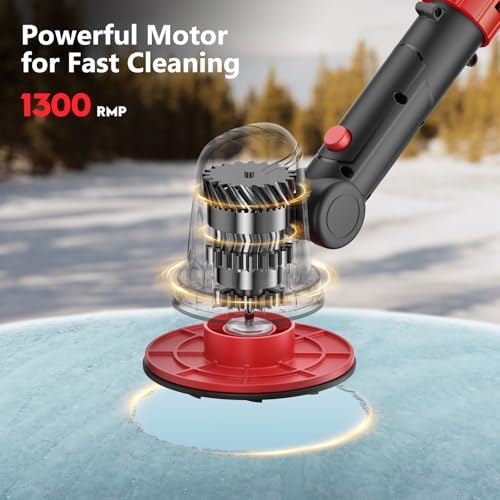 Electric Ice Scraper for Milwaukee 18V Battery, 1300RPM High-Speed Windshield Scraper for Ice and Snow, 45° Head Adjust, Extension Rod, Ice Scraper for Car Window(Battery Not Included) (Red)