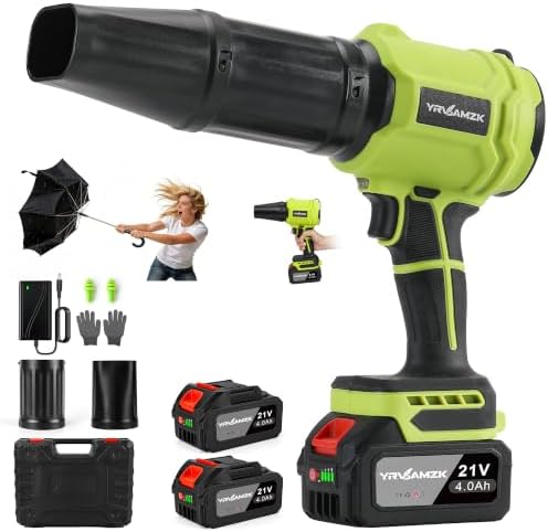 Cordless Leaf Blower with 2 x 4.0Ah Batteries and Fast Charger, Lightweight Electric Handheld Blower, Variable Speed for Lawn Care, Patio, Garage, Driveway Cleaning, Dust Removal and Car Drying