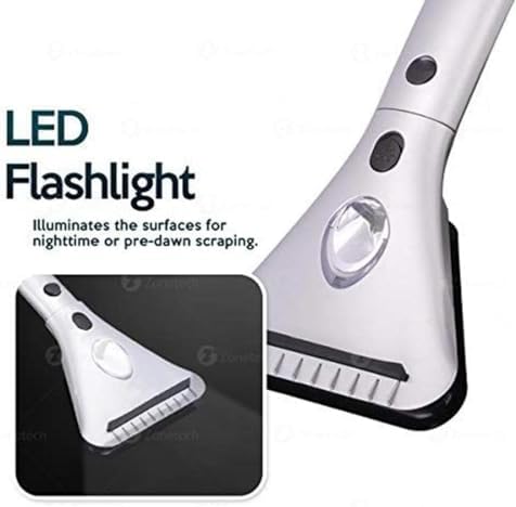 ZONETECH Heated Car Window Ice/Snow Scraper Extendable Auto Windshield Heated Scraper with LED Light,12V Electric Heating, Car Ice & Snow Removal Tool Stocking Stuffer (Silver, 10-Pack)