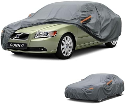 GUNHYI Premium Car Cover Custom Fit Volvo S40, 16 Layers Heavy Duty Car Cover Waterproof All Weather with Zipper Door for Sun Rain Snow Dust Uv Protection