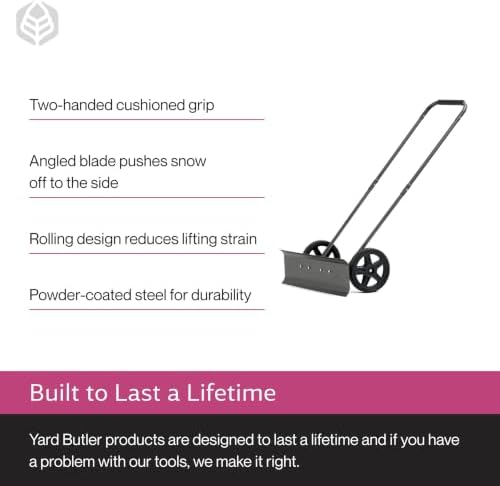 Yard Butler Snowplow Rolling Push Shovel, No-Bend, IRSPP-24