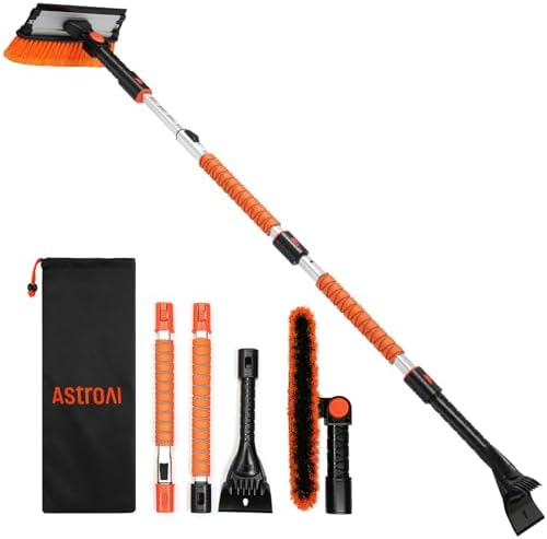 AstroAI 61" Extendable 3-in-1 Snow Brush & Ice Scrapers for Car Windshield