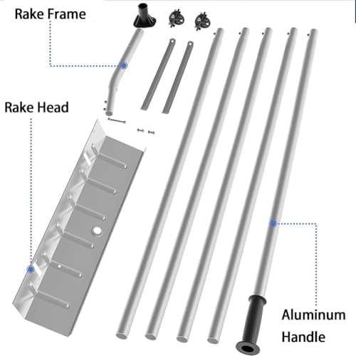 Telescoping Snow Roof Rake, Aluminum Snow Roof Rake, Outdoor Cleaning Tools, Telescopic Pole 147-607cm, Non-Slip Handle, Stable Triangular Structure, No Tool Needed