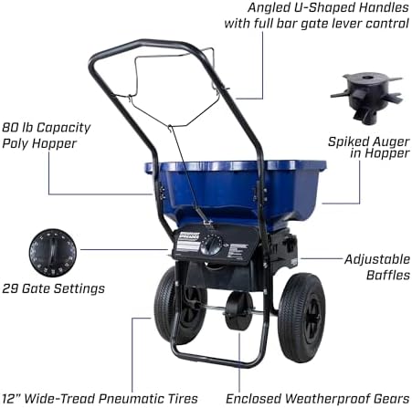 CHAPIN 88200A SaltPro 80 lb All-Season Salt Spreader, Walk-Behind, Ice Melt
