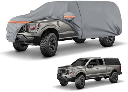 Waterproof Truck Cover for CrewCab 5.5/5.7/5.8 ft with Camper Shell Topper