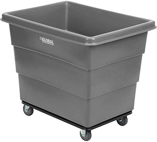 Global Industrial 12 Bushel Plastic Bulk Box Truck, Steel Chassis Base, 1000 lbs. Capacity, 4" Non-Maring Rubber Casters, Gray, 38-2/5"L x 28-9/10"W x 33" H