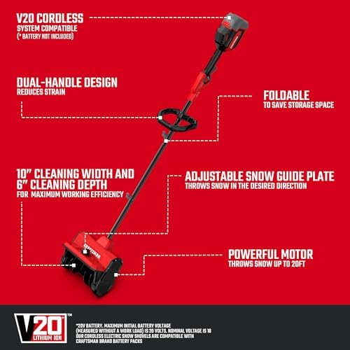 CRAFTSMAN 20V 10-Inch Cordless Snow Shovel Bare Tool