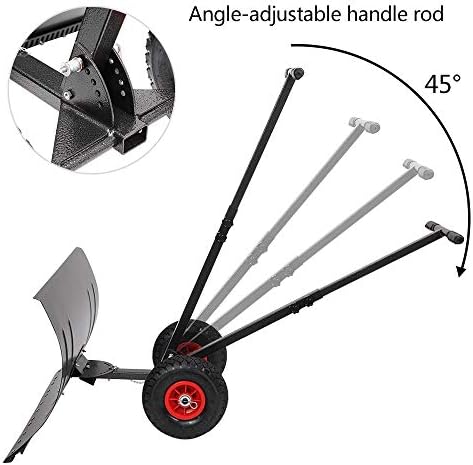 TUFFIOM Snow Pusher Shovel for Driveway with Wheels, 29"/39" Wide Heavy Duty Push Snow Plow Shovel, Wheeled Rolling Snow Shovels for Removal Adjustable Angle & Height Handle (Black(29 inch))