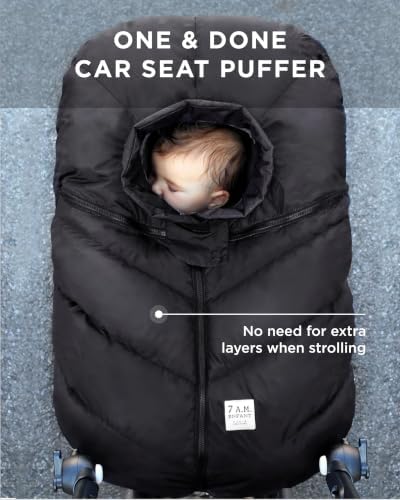 7AM Enfant Car Seat Covers - Cocoon Baby Cover for Boys & Girls, Rain & Snow Repellent, Breathable Windproof, Center Zipper, Universal Fit for Infant Car Seat (0-12M) (Stella)