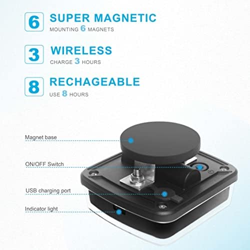 Agrieyes W02 Magnetic Flashing Lights, Wireless Strobe Lights, Amber/White