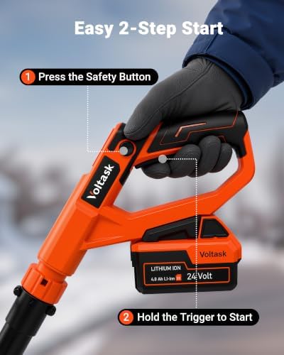VOLTASK 24V Electric Ice Scraper, 1500RPM High-Speed Windshield Scraper for Ice and Snow, Adjustable Handle, Extension Rod, Dual Cutter Head Ice Scraper for Steps/Sidewalk/Driveway