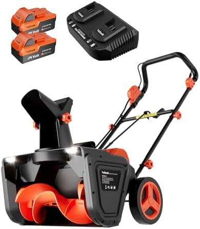VOLTASK 48V Cordless Snow Blower, 48-Volt | 20-Inch Brushless Electric Snow Blower Cordless, Battery Snow Blower with Directional Plate & LED Lights (2 * 24V Battery & Dual Quick Charger Included)