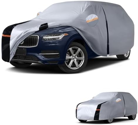 Multi-Layer Car Cover Custom Fit for Volvo XC90(2015-2026), 100% Waterproof All Weather for Automobiles, Gift with Towel, Heavy Duty Car Covers for Rain Sun UV Protection with Door Zipper