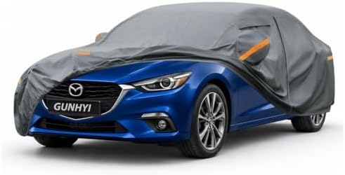 GUNHYI Premium Car Cover Custom Fit Mazda Protege, 16 Layers Heavy Duty Car Cover Waterproof All Weather with Zipper Door for Sun Rain Snow Dust Uv Protection