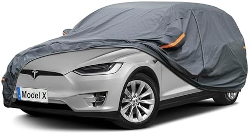 GUNHYI Premium Car Cover Custom Fit Tesla Model X (2015-2026), 16 Layers Heavy Duty Car Cover Waterproof All Weather with Zipper Door for Sun Rain Snow Dust Uv Protection