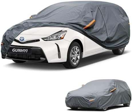 GUNHYI Premium Car Cover Custom Fit Toyota Prius V, 16 Layers Heavy Duty Car Cover Waterproof All Weather with Zipper Door for Sun Rain Snow Dust Uv Protection