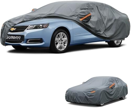 GUNHYI Premium Car Cover Custom Fit Chevrolet Impala(1958-1996), 16 Layers Heavy Duty Car Cover Waterproof All Weather with Zipper Door for Sun Rain Snow Dust Uv Protection