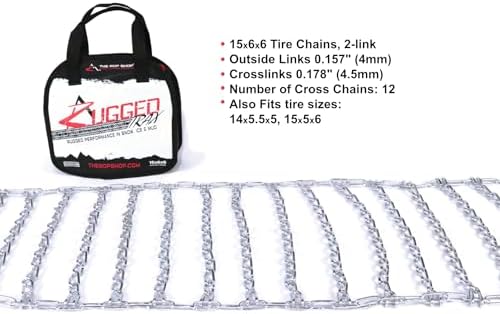 The ROP Shop Pair of 2 Link Tire Chains & Tensioners 15x5x6