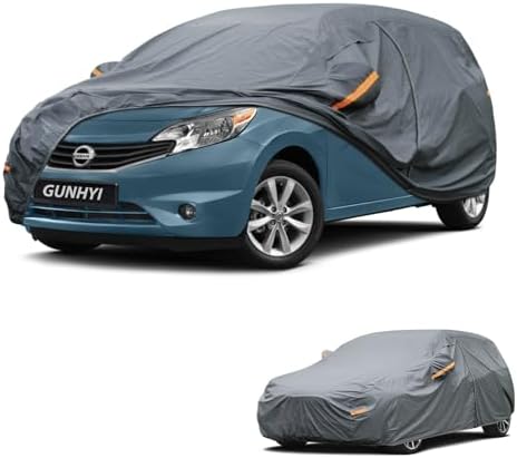 GUNHYI Premium Car Cover Custom Fit Nissan Versa Note, 16 Layers Heavy Duty Car Cover Waterproof All Weather with Zipper Door for Sun Rain Snow Dust Uv Protection