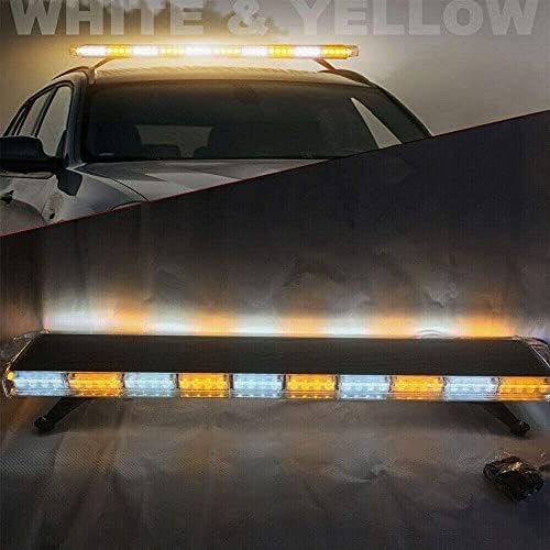 12V-24V 47" 88 LED Strobe Light Bar, Emergency Warning Strobe Lights Traffic Advisor Warning Lightbar IP68 for Trucks Construction Vehicles /15Flash Mode/Amber