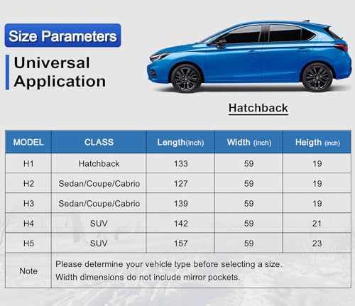 Kayme Half Car Cover Waterproof All Weather for Hatchback (UP to 133'')