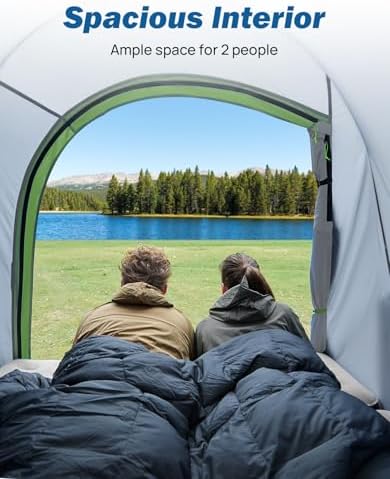 JOYTUTUS Pickup Truck Tent 8ft 2.0, Waterproof PU2000mm Double Layer for 2 Person, Portable Truck Bed Tent with Rainfly - Green, Aluminum Pole