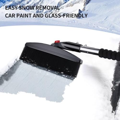 3 In1 Multi Functional and Extendable Snow Removal Shovel Three in One Snow Shovel Vehicle Mounted Snow Removal Shovel(Black)