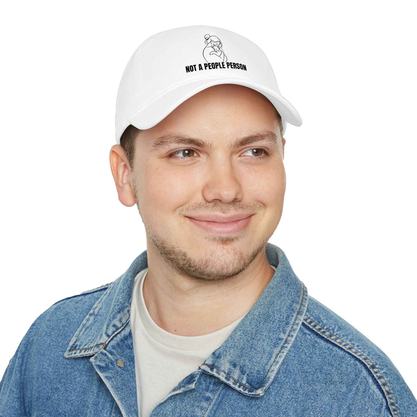 “Not a People Person” Cat Line Art Hat – Low Profile Cotton Cap (Unbothered Edition)
