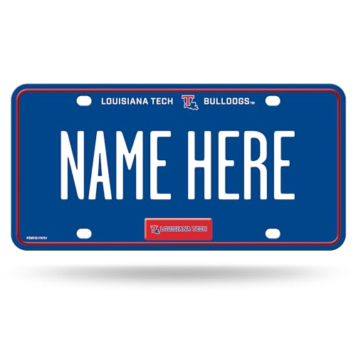 Rico Industries NCAA Louisiana Tech Bulldogs Personalized Metal Auto Tag 8.5" x 11" - Great for Truck/Car/SUV
