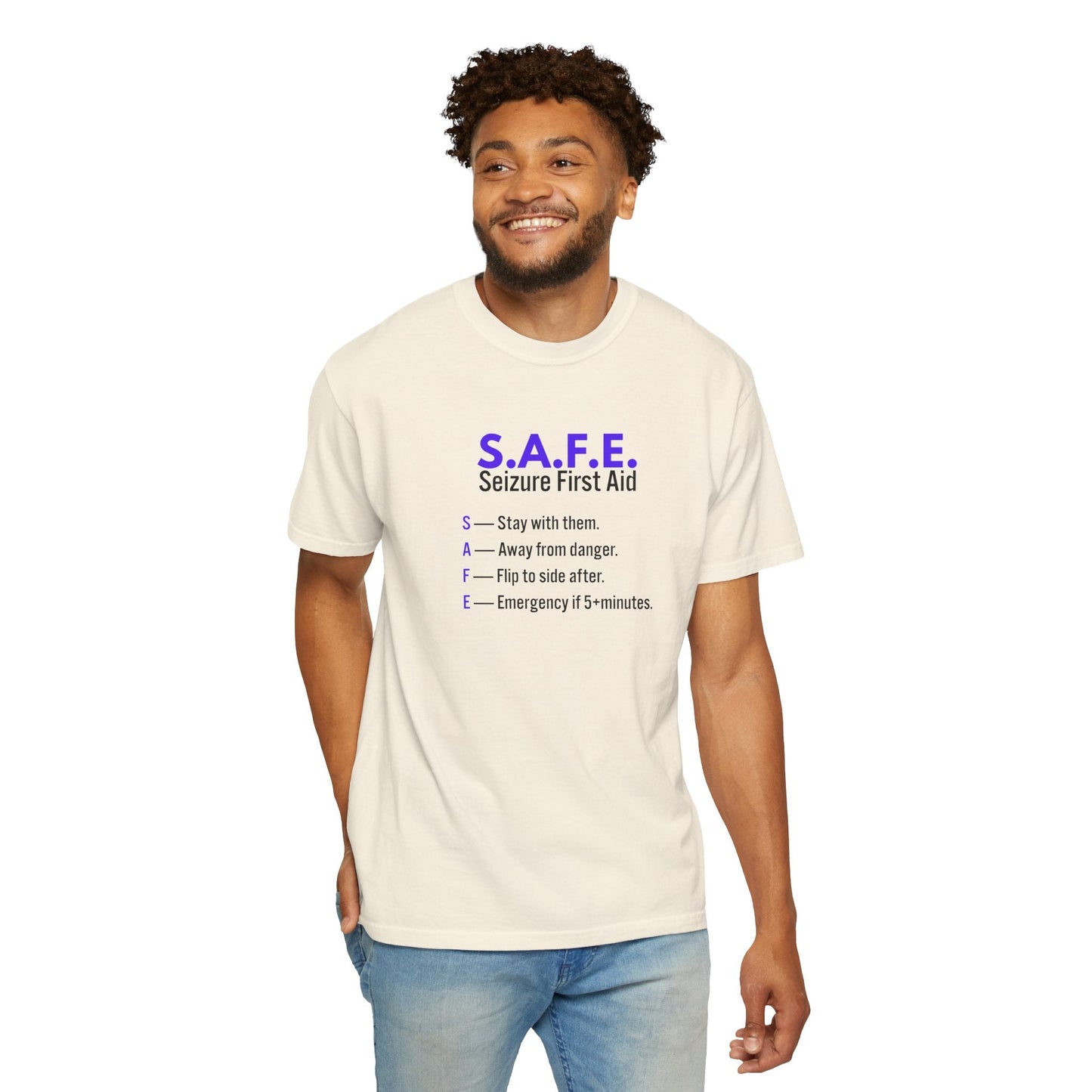S.A.F.E. Seizure First Aid T-Shirt – Epilepsy Awareness Education Tee