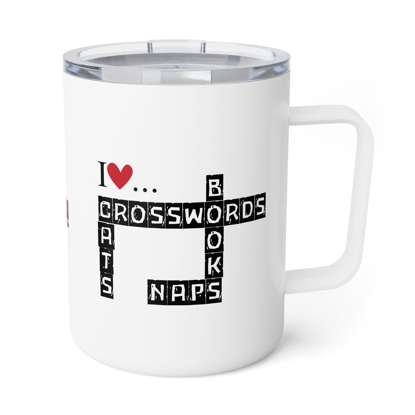 Crosswords and Cats Insulated Coffee Mug, 10oz