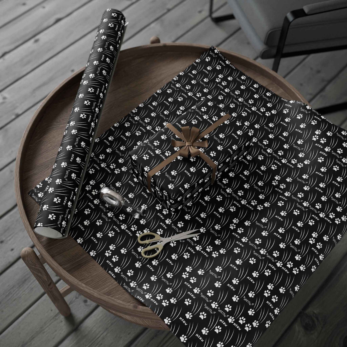 Cat Paw Scratch Gift Wrap – Black & White