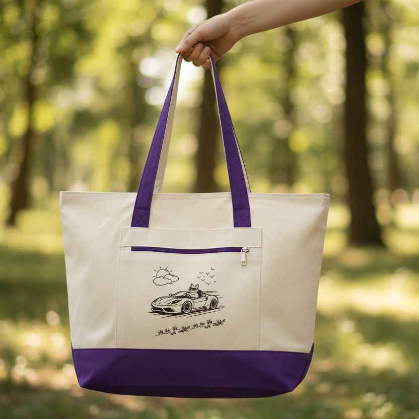 Wander Road Canvas Tote Bag – Heavyweight Zippered Cotton Market Tote