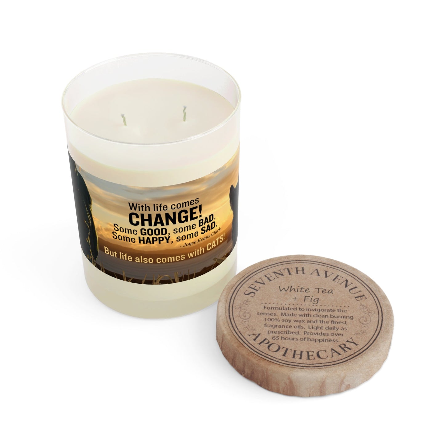 Life Comes with Cats Candle | Funny Inspirational Cat Lover Candle