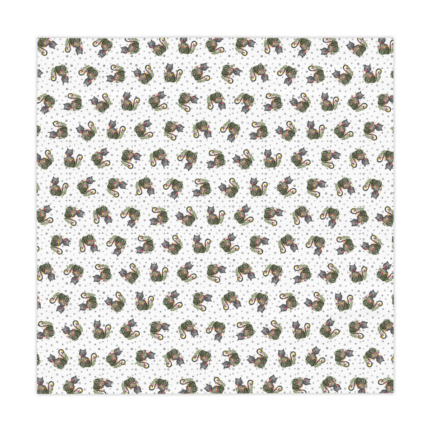 Whimsical Cat Medallion Square Tablecloth – 55" x 55"