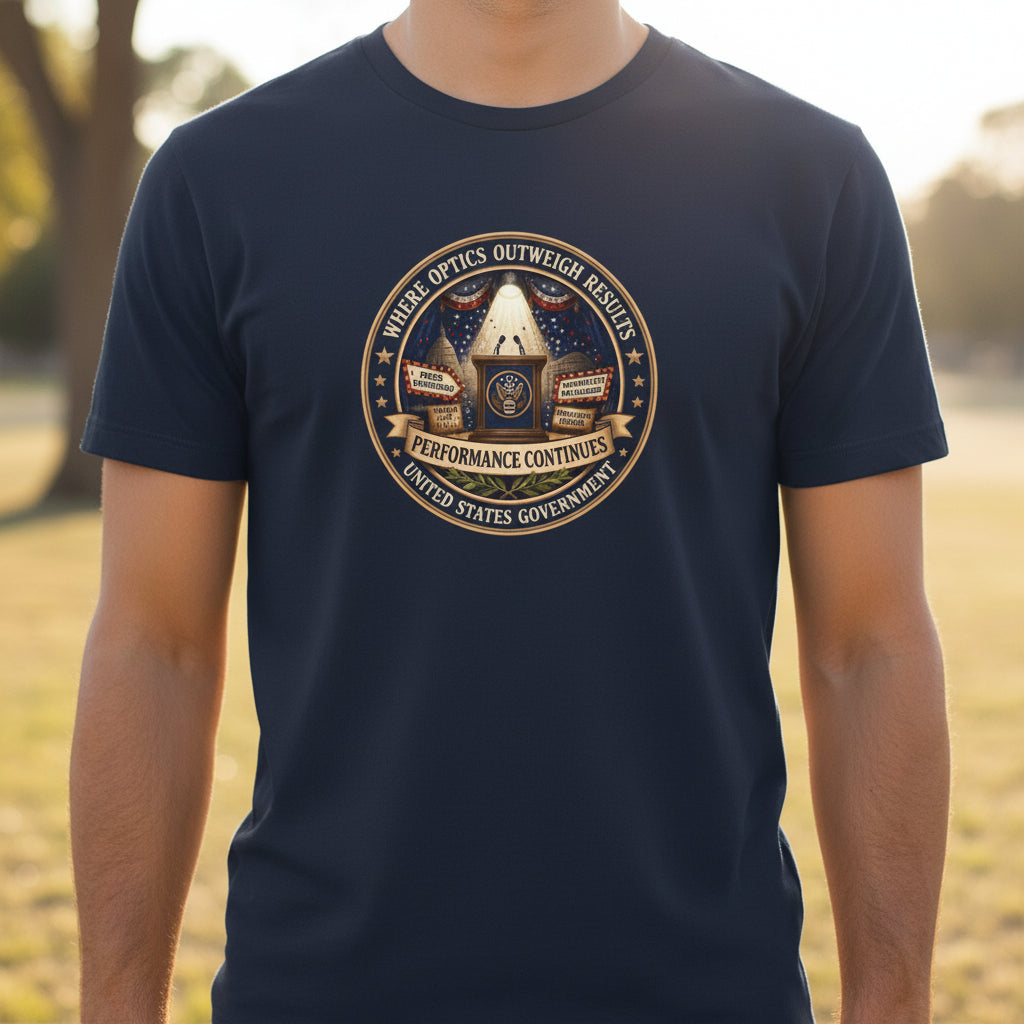 Where Optics Outweigh Results Graphic T-Shirt – Performance Continues Seal Tee