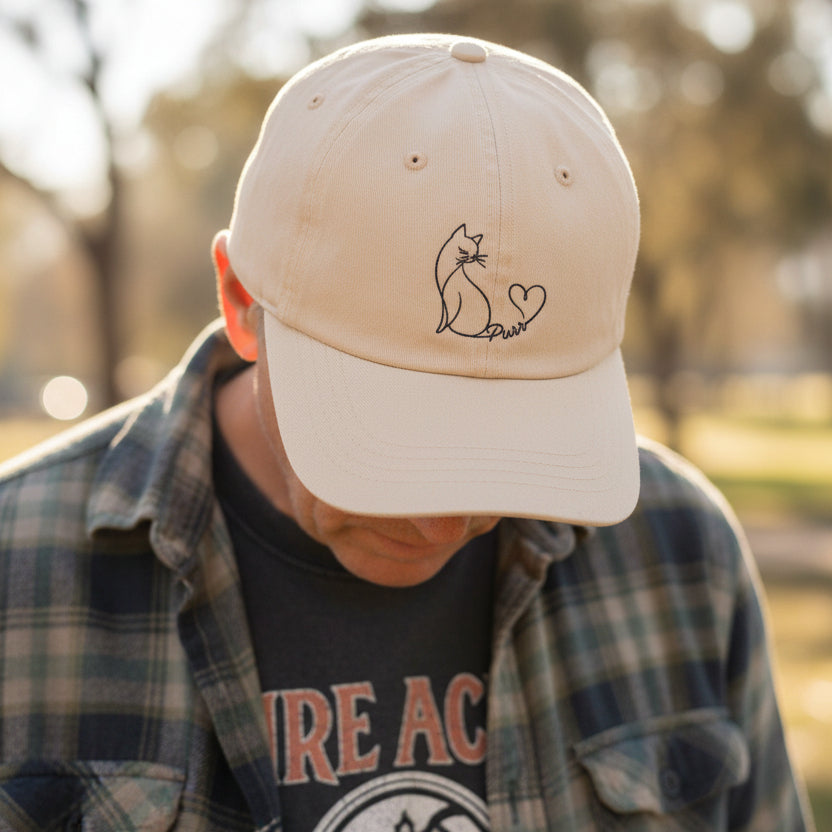 Purr Line Art Cat Hat – Minimalist Cat Lover Cap