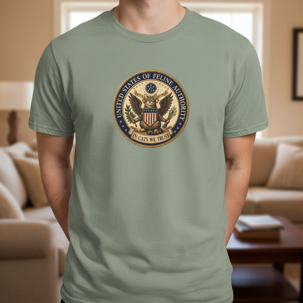 United States Of Feline Authority Vintage Seal Cat Tee