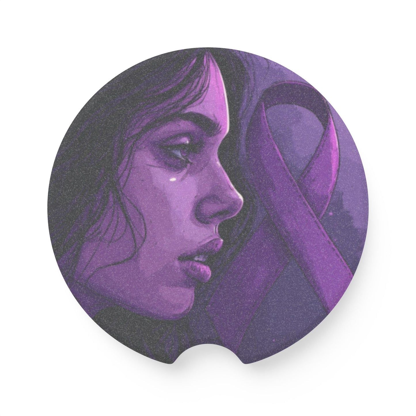 Purple Ribbon Soapstone Car Coaster