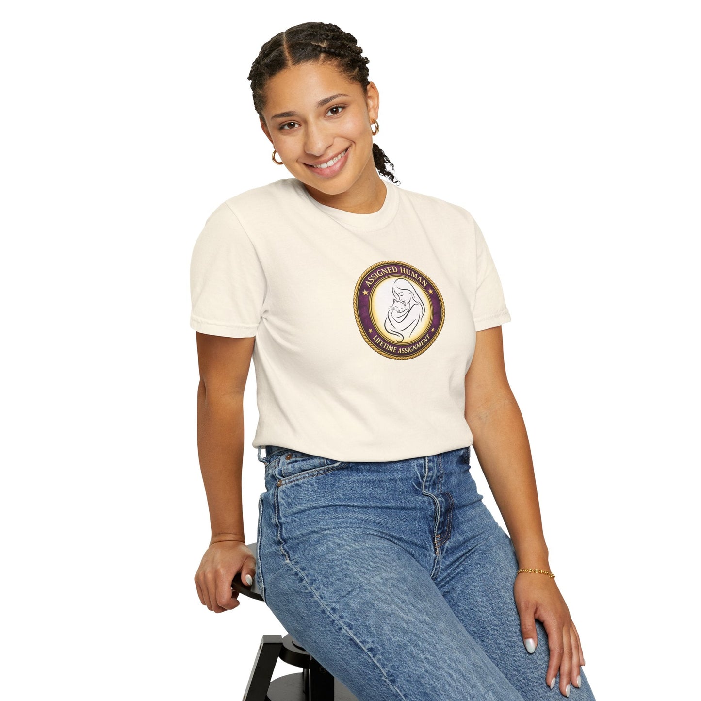 Assigned Human – Lifetime Assignment T-Shirt | Cat Lover Seal Tee