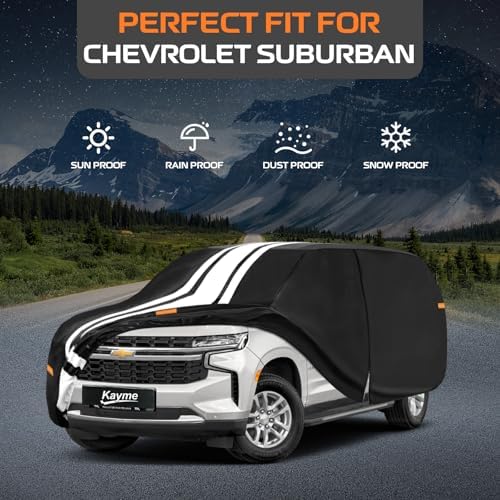 Kayme Waterproof Car Cover for Chevrolet Suburban (1973-2026) Heavy Duty