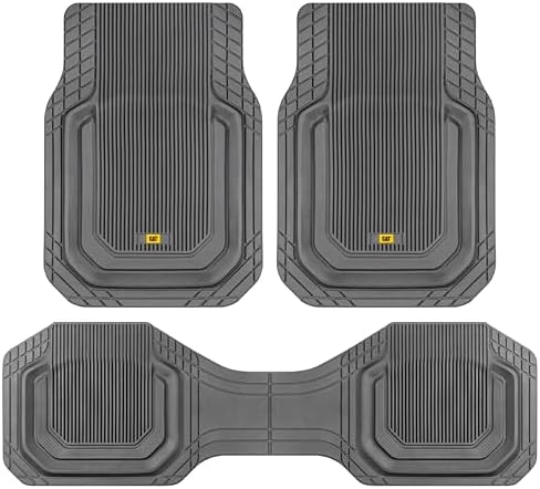 Cat® ToughLiner™ Car Floor Mats - Heavy Duty Trim to Fit Mat for Trucks - Car Mats & SUV Floor Liners for Car - All-Weather Truck Accessories & Odorless Rubber Automotive Mats - Gray