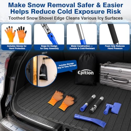 Upgraded 63" Extra Long Snow Brush with Ice Scraper for Car Truck SUV Van