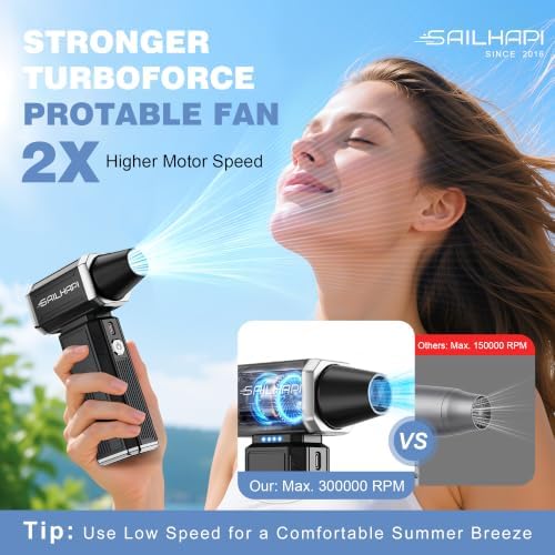 Powerful Air Duster, Rechargeable Blower, Turbo Fan, Barber Gifts